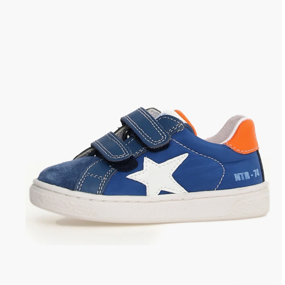 NWT NATURINO PINN Sneaker in Azure-White-Orange